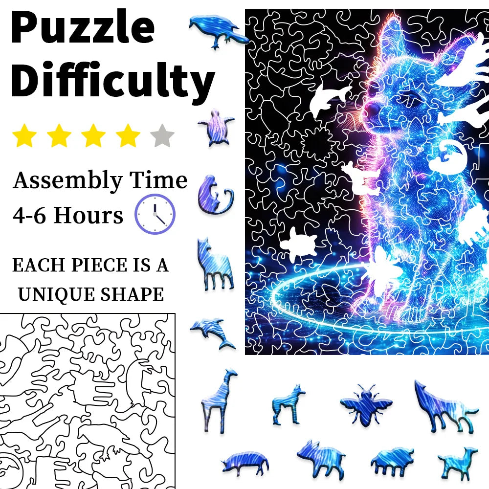 CowLost | adorable-dog-alien-wooden-puzzle-irregular-animal-puzzle-pieces-creative-home-decor-adult-stress-relief-toy-ideal-gift-f |3