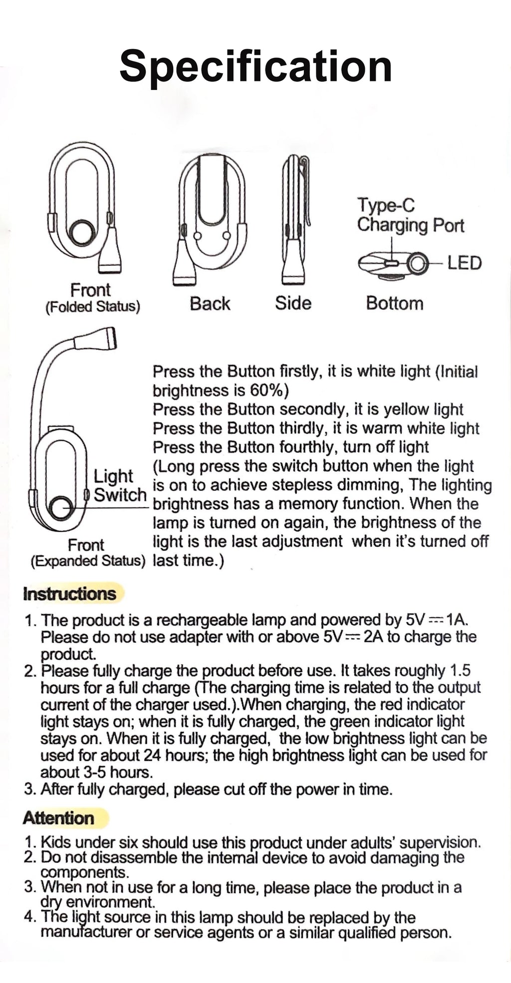 CowLost | product_id-mini-rechargeable-3-color-led-book-light-with-adjustable-clip-and-360-flip-eye-protection |7