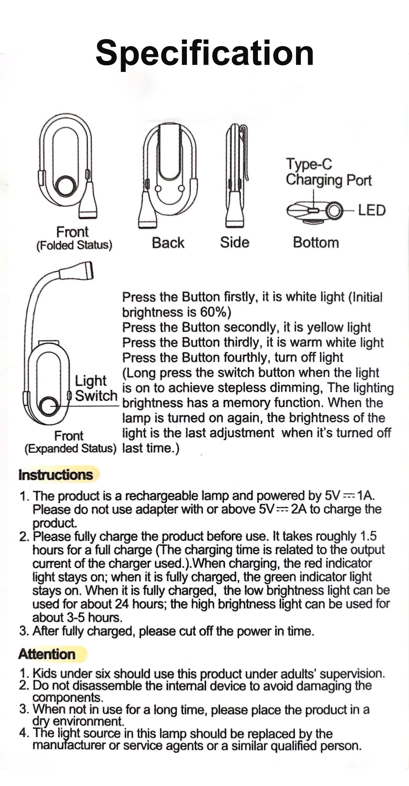 CowLost | product_id-mini-rechargeable-3-color-led-book-light-with-adjustable-clip-and-360-flip-eye-protection |7