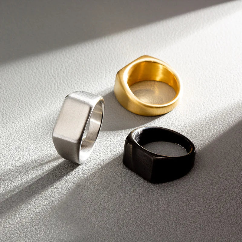 Titanium Steel Rectangular Pattern Ring for Men and Women Size 7-13 Valentine’s Day Gift