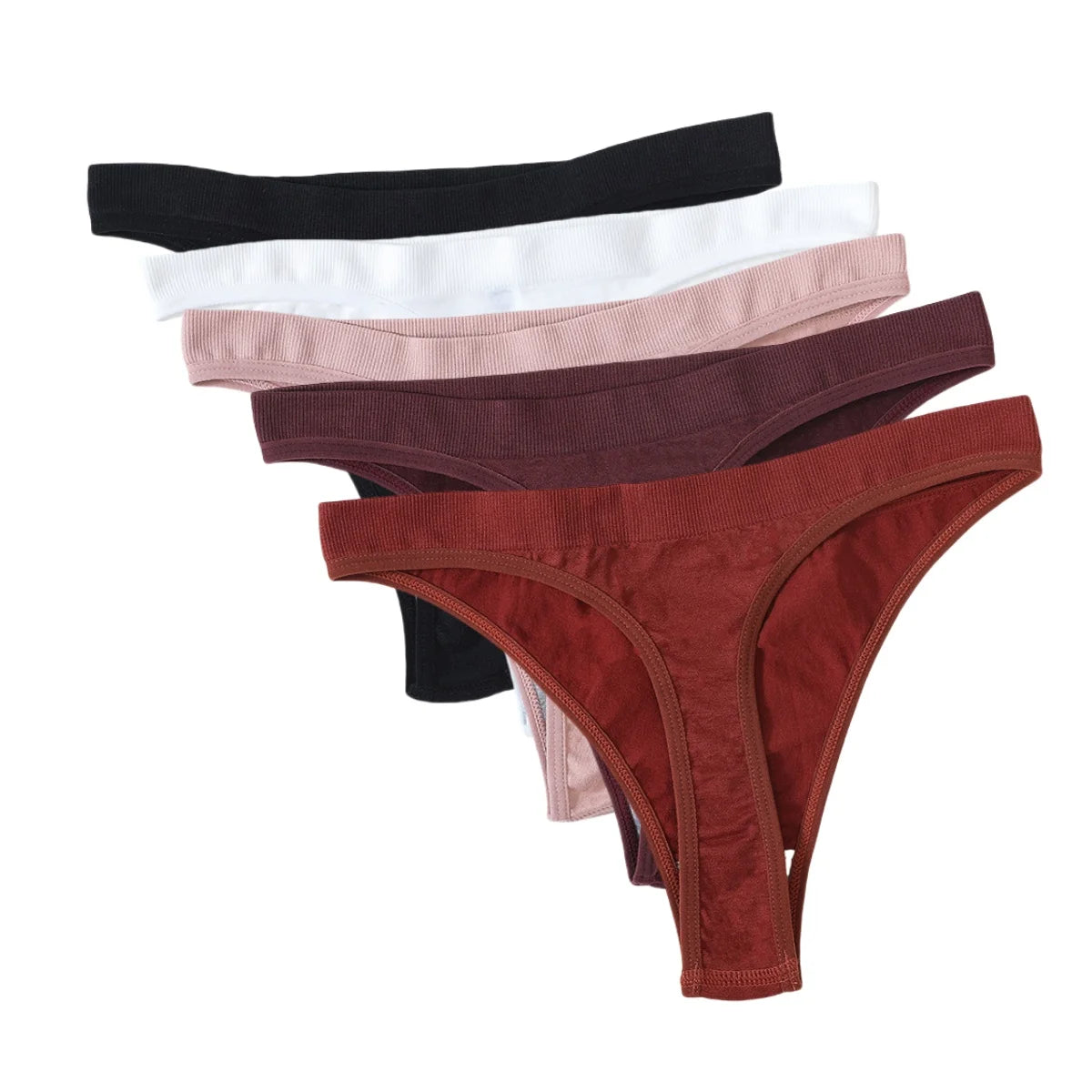 CowLost | product_id-5pcs-brazilian-high-waist-sports-thong-g-string-panties-women-m-xl-solid-t-back-underwear-set |41
