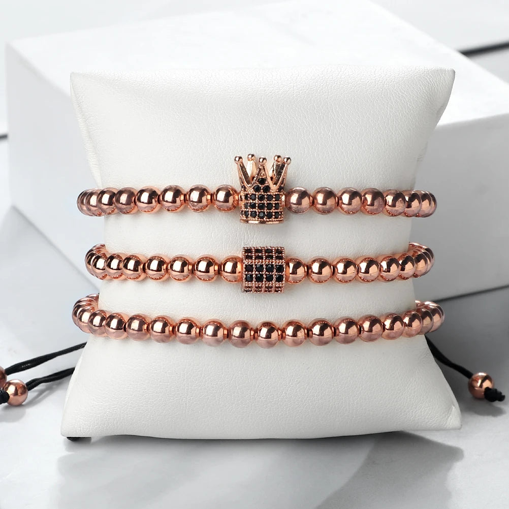 CowLost | badge-pass-holders-3pcs-copper-beads-bracelets-set-for-men-and-women |14