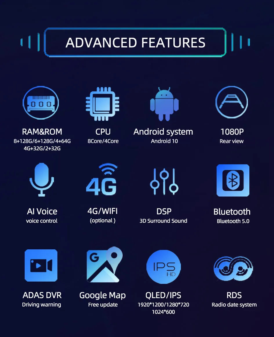 CowLost | android-13-2-din-car-radio-carpla-auto-7-9-10-13-1-inch-universal |8