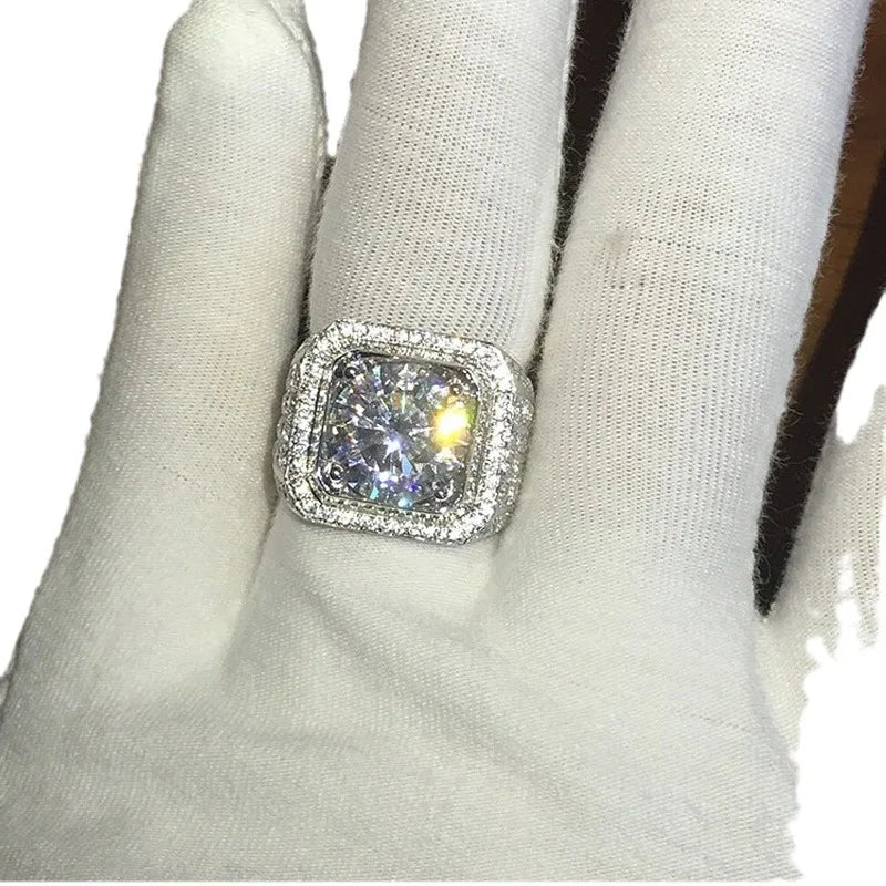 European American Crystal Stainless Steel Square Zircon Rings for Men Women Engagement Jewelry