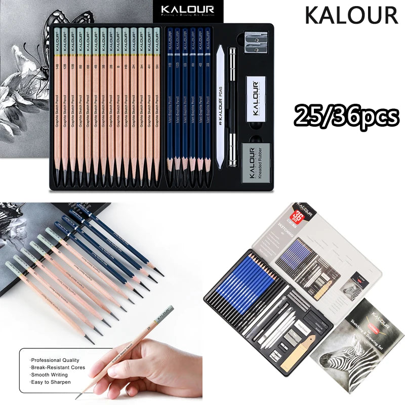 CowLost | product_id-kalour-22-25-36-39-piece-sketch-pencil-set-for-shading-portrait-drawing-smooth-graphite-pencils-for-students-professionals |2