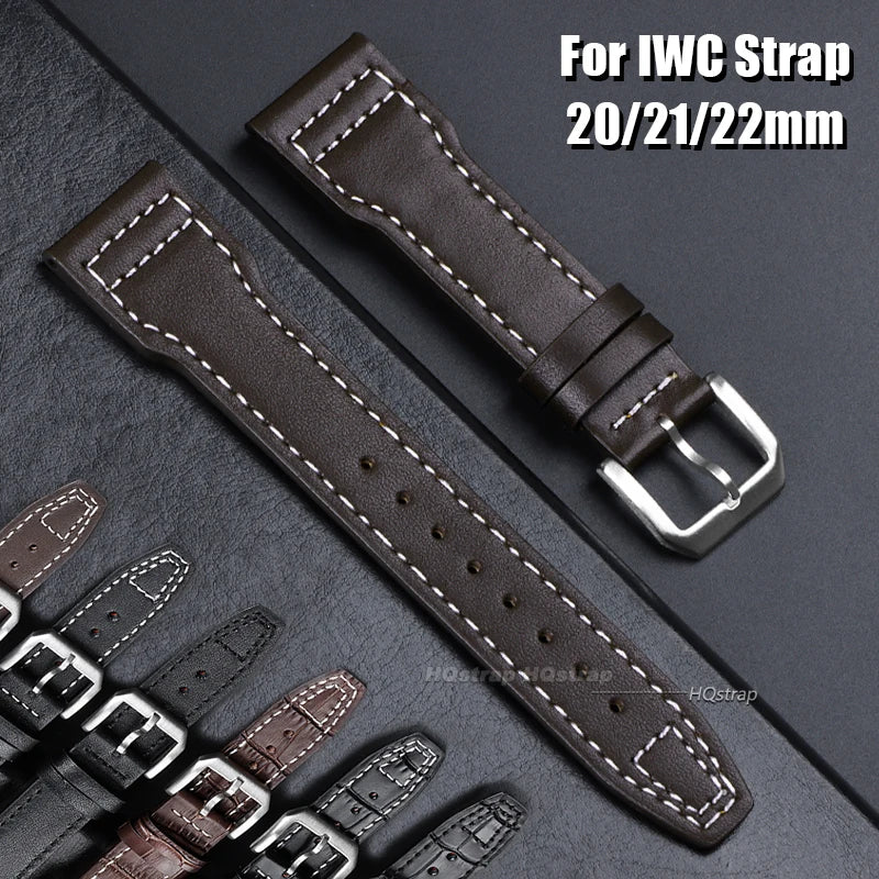 CowLost | product_id-genuine-cowhide-leather-watch-strap-for-iwc-pilot-20-22mm-pin-buckle-replacement |8