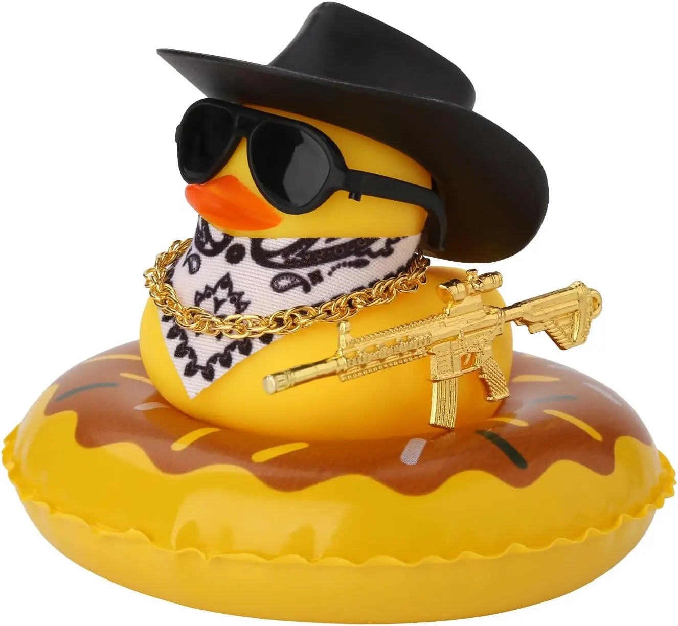 CowLost | product_id-rubber-duck-car-dashboard-ornament-with-cowboy-hat-necklace |11