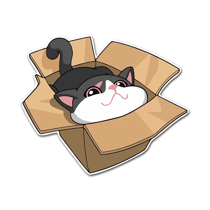 CowLost | box-cat-waterproof-sticker-cute-anime |7