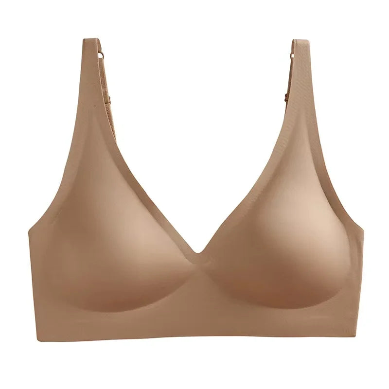 CowLost | soft-support-jelly-glue-french-deep-v-underwear-womens-no-steel-ring-small-chest-gathered-comfortable-adjustment-seamless-bra |26