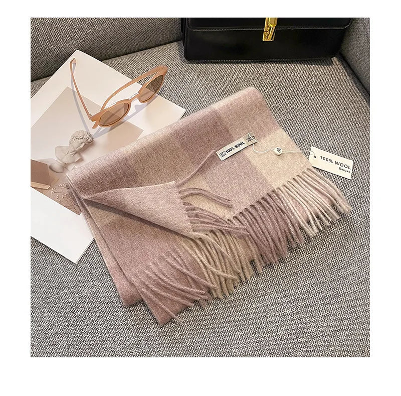 CowLost | australian-wool-winter-plaid-cashmere-scarf |29
