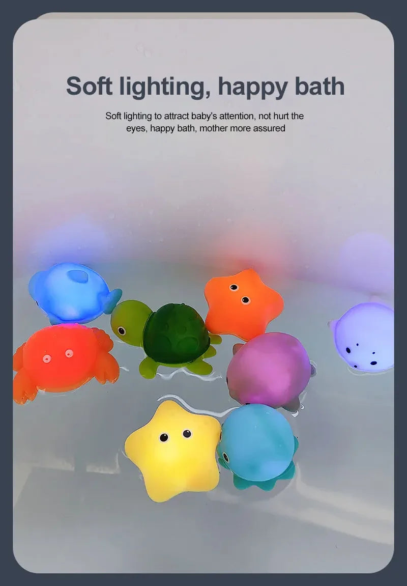 LED Light Up Floating Frog Bath Toy for Kids - Soft Rubber Swimming Toy