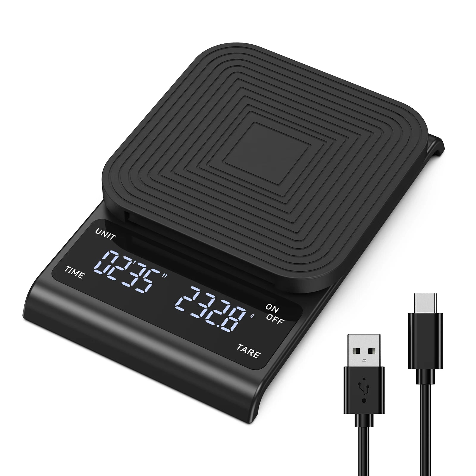 Digital Coffee Scale 3kg/0.1g Rechargeable Drip Espresso Scale with Timer for Kitchen