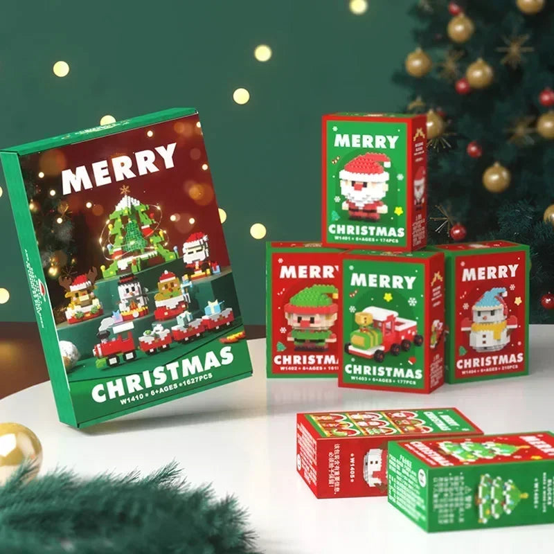 Christmas Micro Building Block Set Santa Claus Reindeer Puzzle Toy for Kids