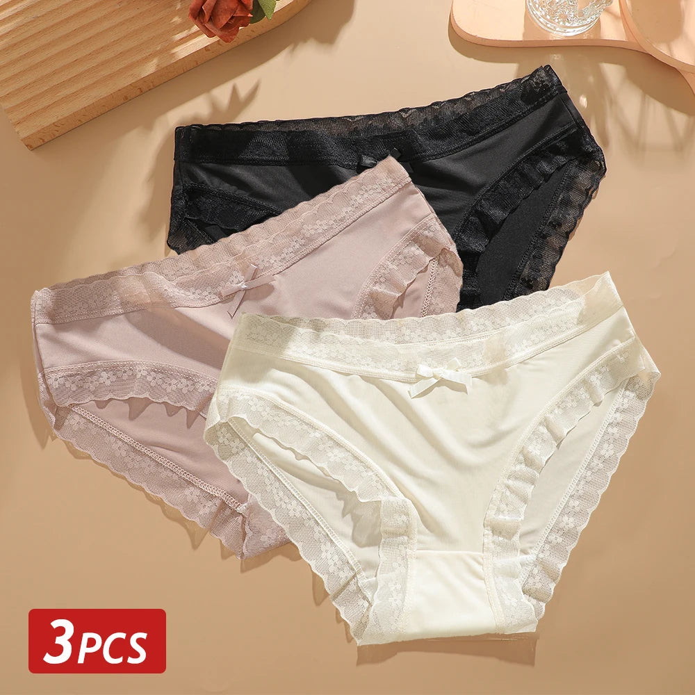 CowLost | activewear-pants-3pcs-seamless-ice-silk-lace-panties-set |46