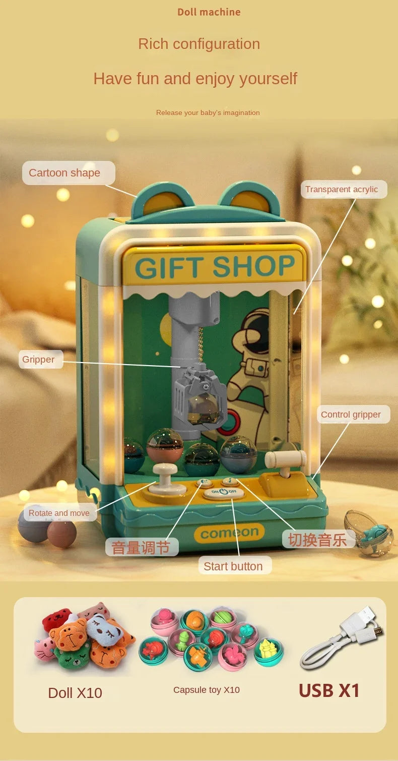Cartoon Automatic Mini Claw Machine Toy for Kids Play Gift