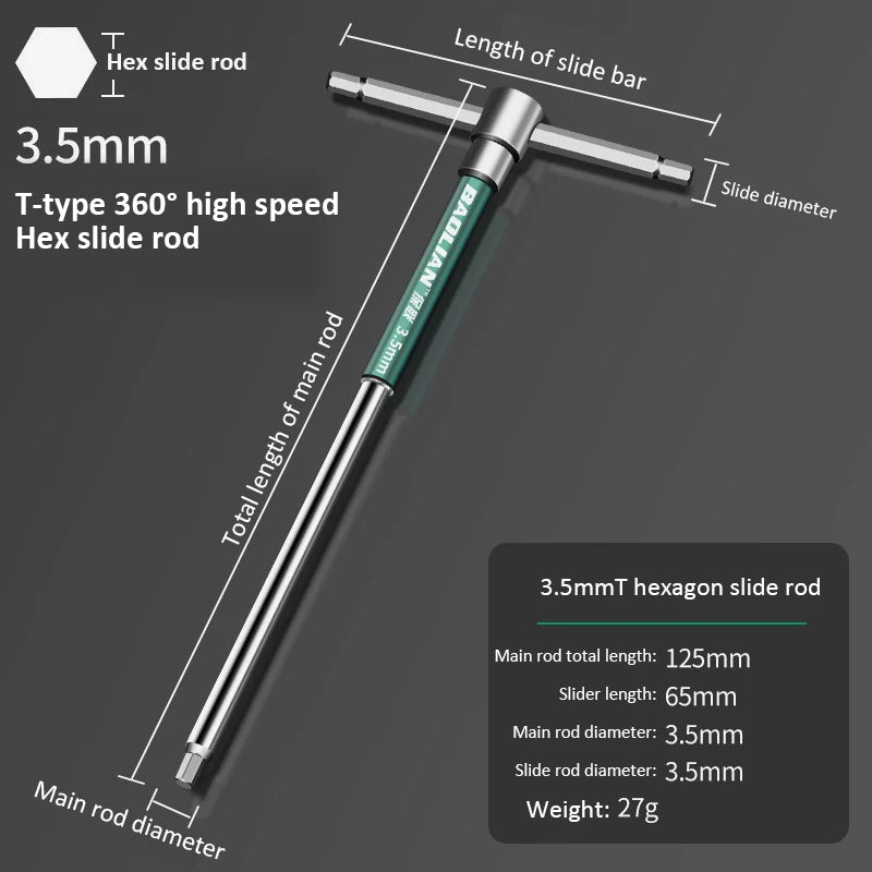CowLost | t-bar-socket-wrench-2-10mm-adjustable-t-handle-speed-wrench-set-nut-spinner-hex-socket-t-shape-handle-wrench-2-way-drive-design |30