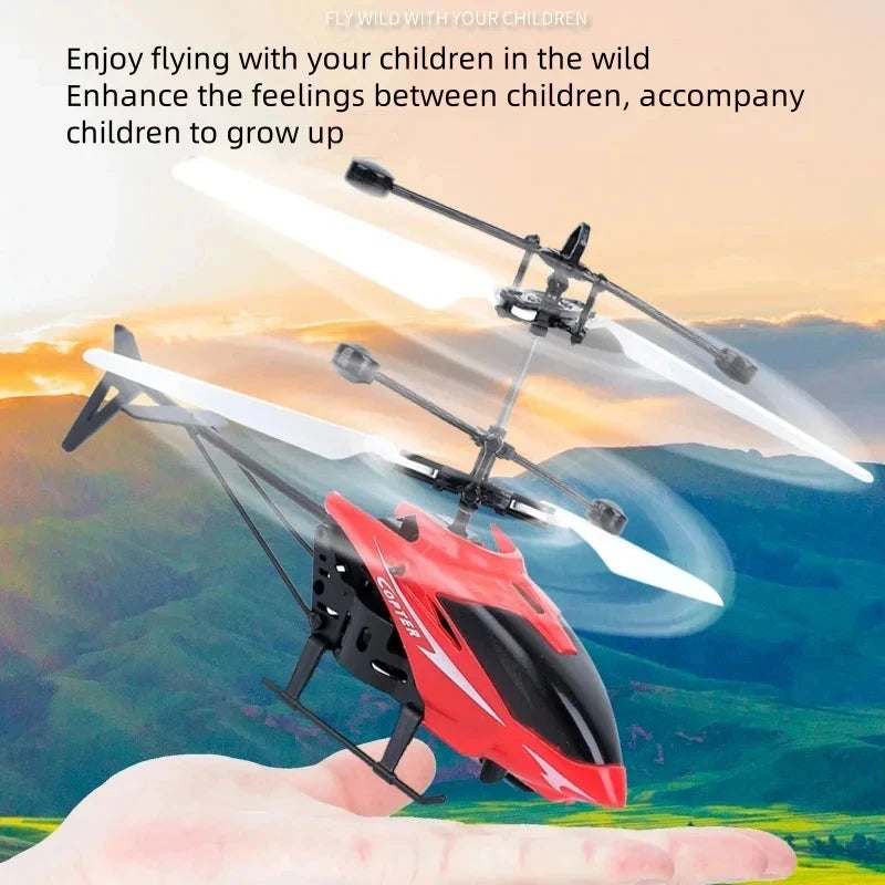 Rechargeable Mini RC Helicopter Drone Safe Fall-Resistant Toy (No Remote Battery)