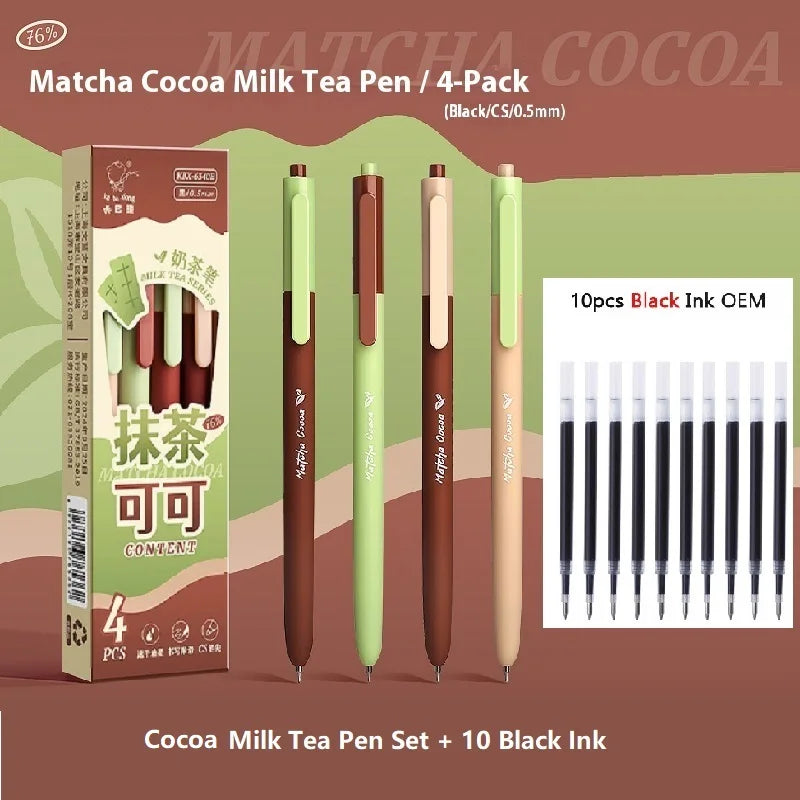 CowLost | product_id-4pcs-milk-tea-gel-pens-set-assorted-retractable-0-5mm-rollerball-for-fast-dry-note-taking-exams |37