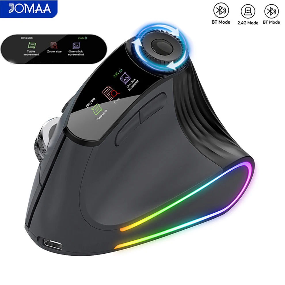 CowLost | backlit-wireless-ergonomic-mouse-with-smart-flying-scroll-function-adjustment-knob-bluetooth-2-4g-rechargeable-gaming-mouse |1