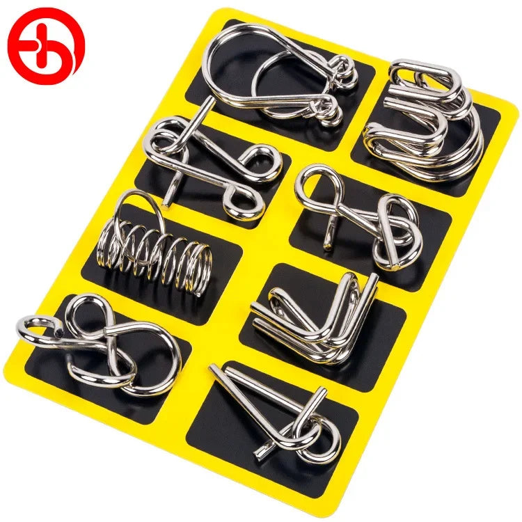 8-Piece Metal Montessori Wire Brain Teaser Puzzle Set for Kids and Adults