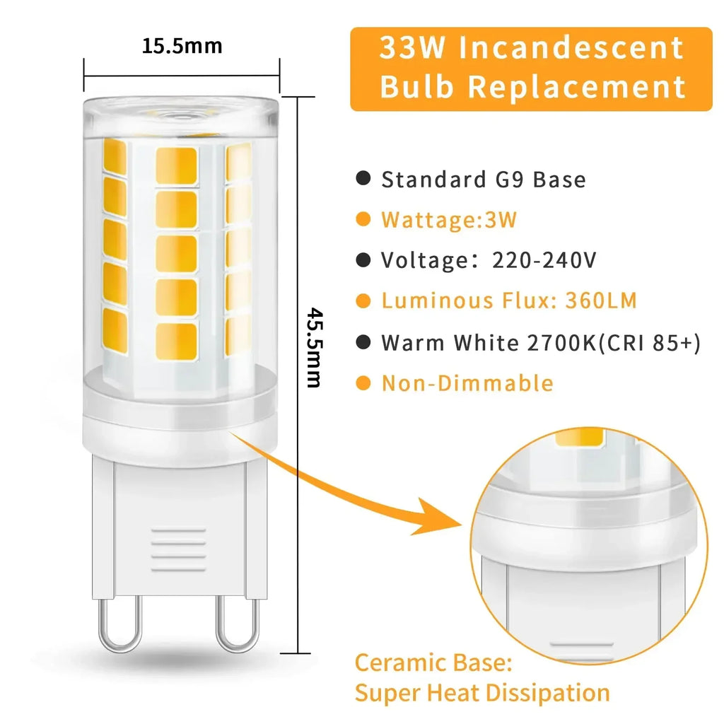 CowLost | product_id-3-8-pack-g9-3w-220v-led-corn-bulb-2700k-6000k-non-dimmable-replace-33w-halogen-chandelier-light |2