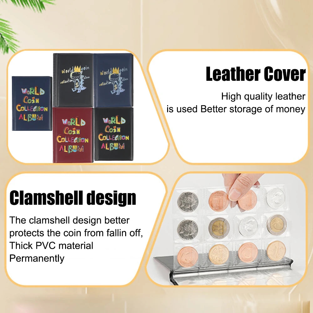 CowLost | mini-penny-coin-storage-bag-coin-album-book-120-pockets-coins-collector-collecting-money-organizer-coin-holder-albums |3