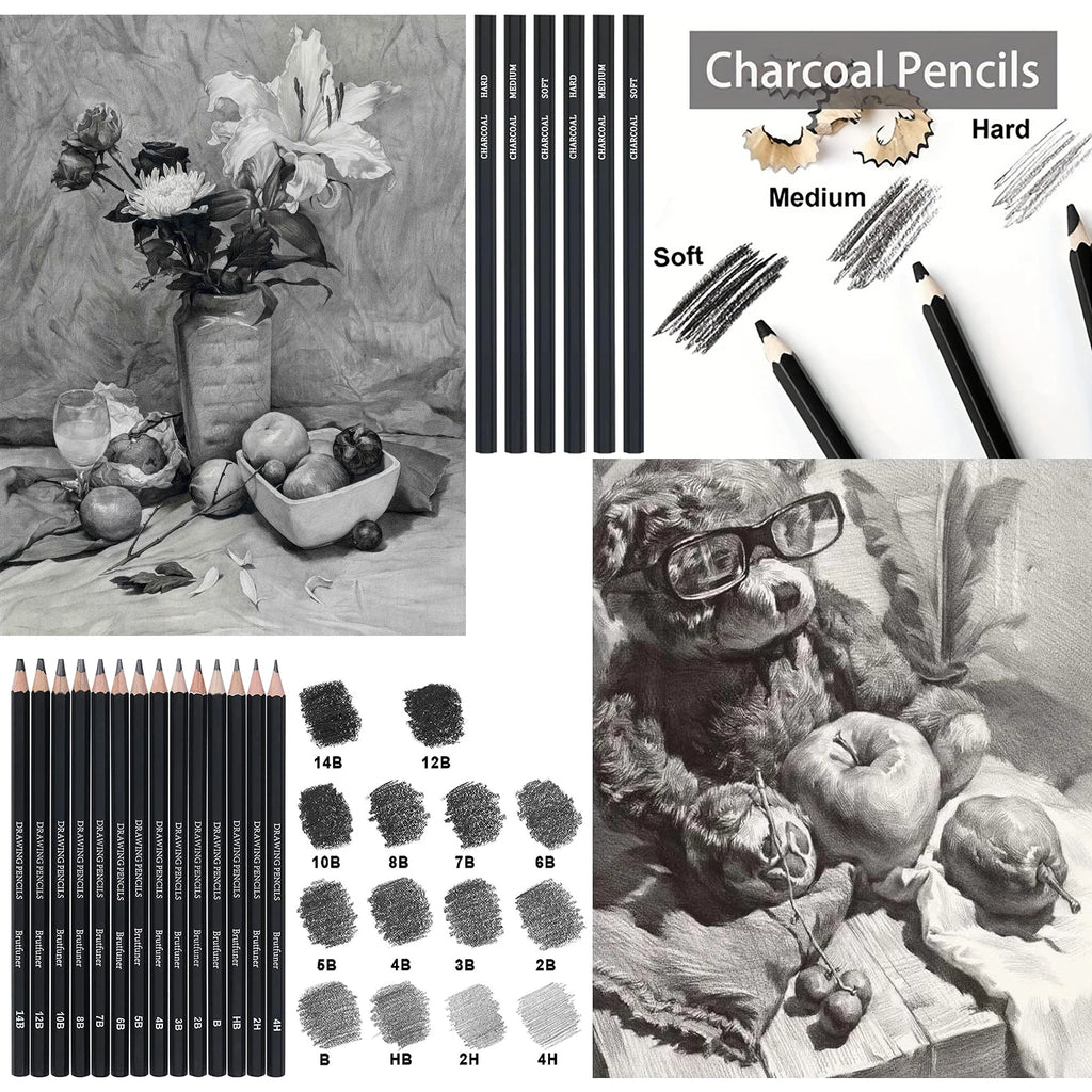 CowLost | standard-erasers-product_id-29pcs-portable-drawing-and-sketching-pencil-set-with-charcoal-sharpener-and-eraser |4