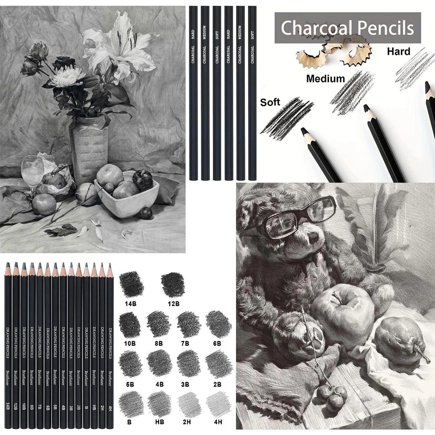 CowLost | standard-erasers-product_id-29pcs-portable-drawing-and-sketching-pencil-set-with-charcoal-sharpener-and-eraser |4