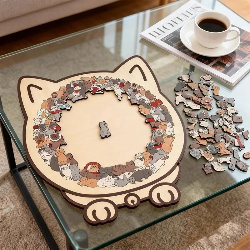 CowLost | product_id-colored-cat-wooden-jigsaw-puzzle-unique-animal-shape-creative-gift |3