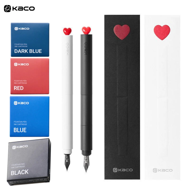 CowLost | product_id-kaco-first-love-fountain-pen-rotating-cap-ef-fine-nib-pocket-size-black-white-smooth-writing-calligraphy-gift |1
