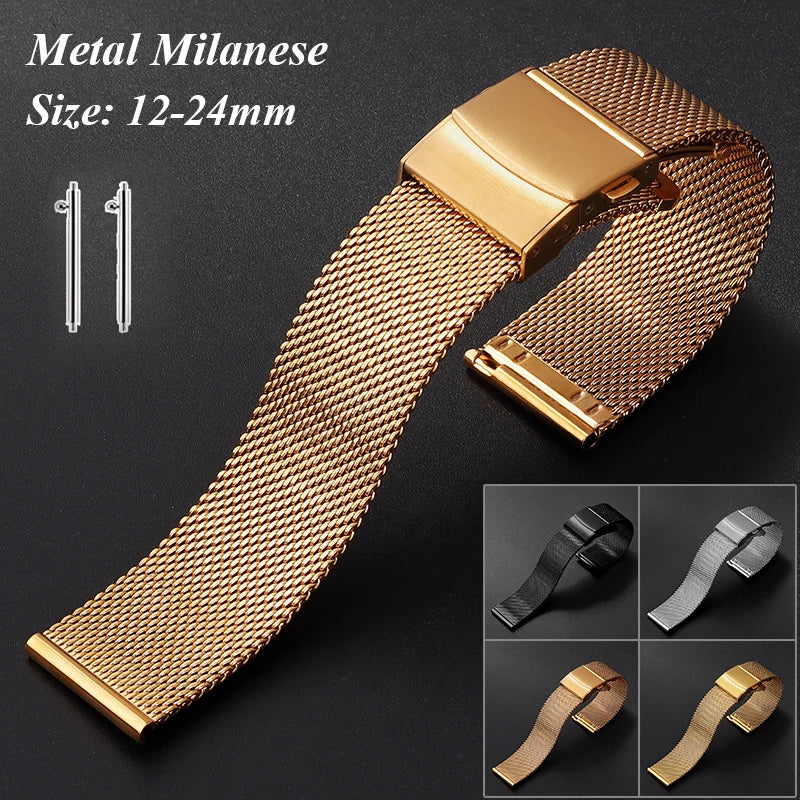 CowLost | product_id-universal-stainless-steel-milanese-mesh-watch-strap-12-24mm-with-folding-buckle-for-dw-1-0mm-0-6mm-mesh |1