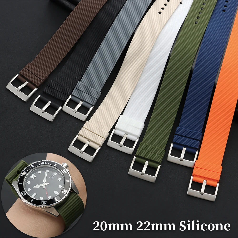 CowLost | bracelets-product_id-one-piece-silicone-watchband-20mm-22mm-soft-rubber-sports-wristband-universal-black-brown-grey-orange |1