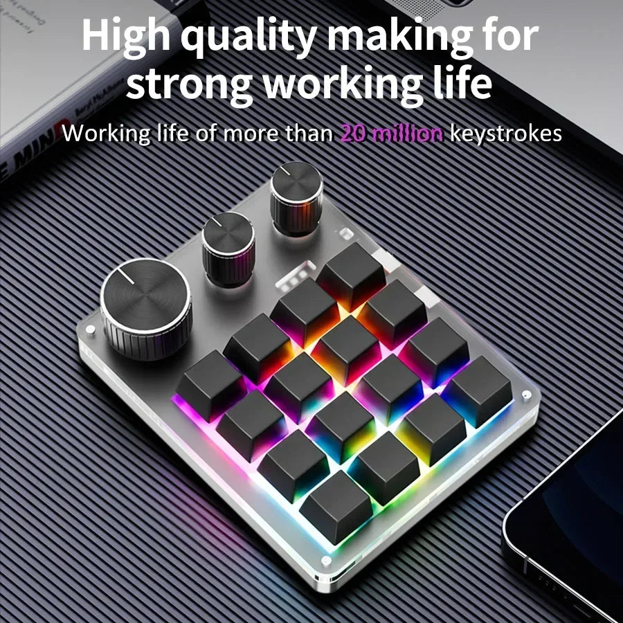 CowLost | product_id-16-key-3-knob-mechanical-gaming-keyboard-mini-keypad-usb-bluetooth-wireless-hot-swap |5