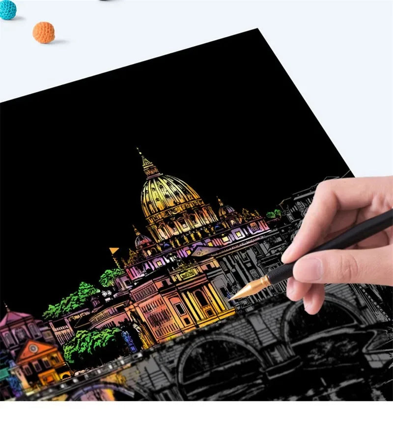 CowLost | product_id-4-piece-a4-diy-scratch-painting-set-landscapes-cities-animals |19