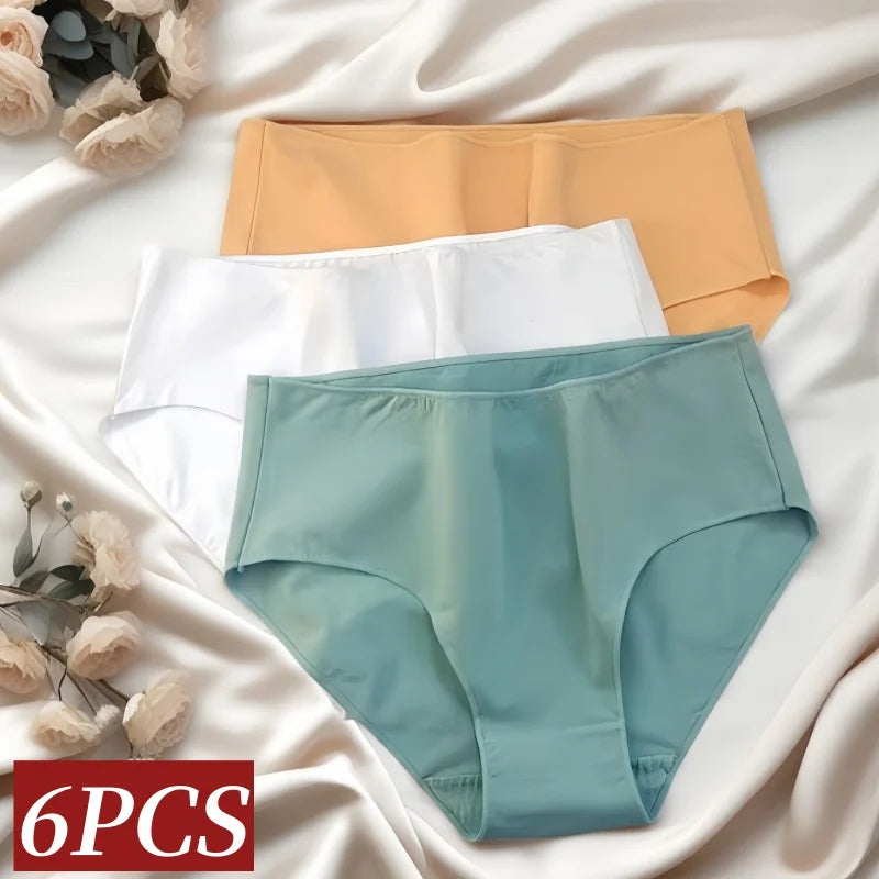 CowLost | product_id-6pcs-women-high-waist-seamless-breathable-cotton-briefs-m-2xl-solid-colors |2