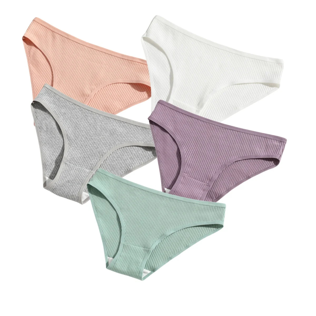 CowLost | product_id-5pcs-women-s-cotton-stretch-solid-color-briefs-soft-comfort-panties-s-xxl |12
