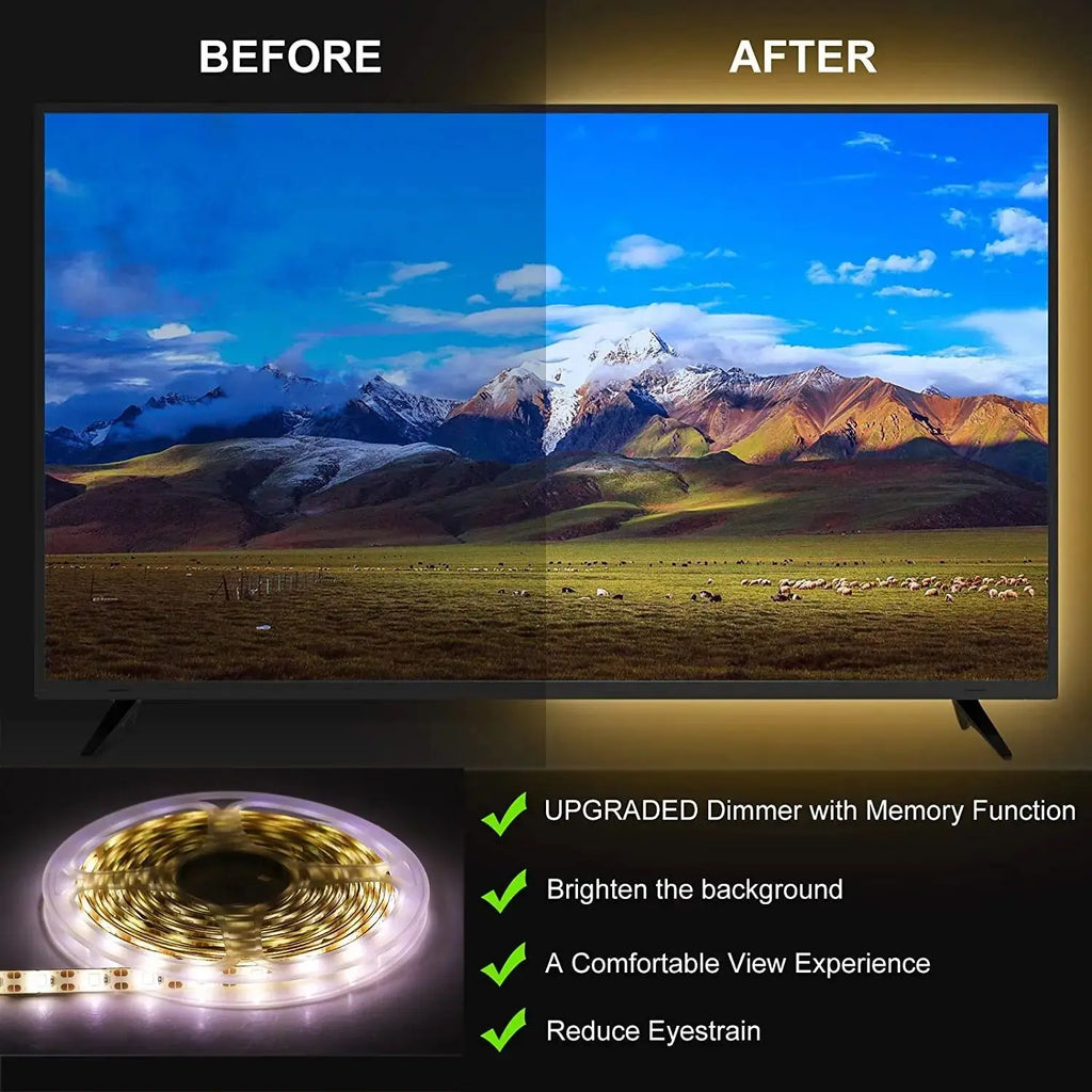 CowLost | light-ropes-strings-product_id-dc-5v-usb-touch-dimmer-led-strip-light-2835-flexible-tape-for-tv-backlight-mirror-wardrobe-cabinet-decor |8