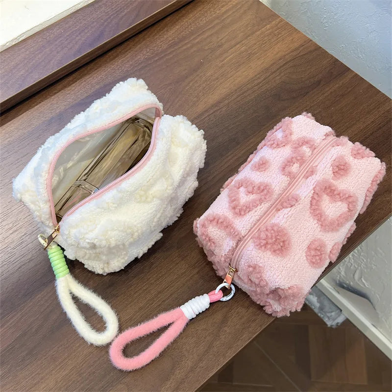 CowLost | pink-red-color-heart-cosmetic-bags-with-lanyard |7
