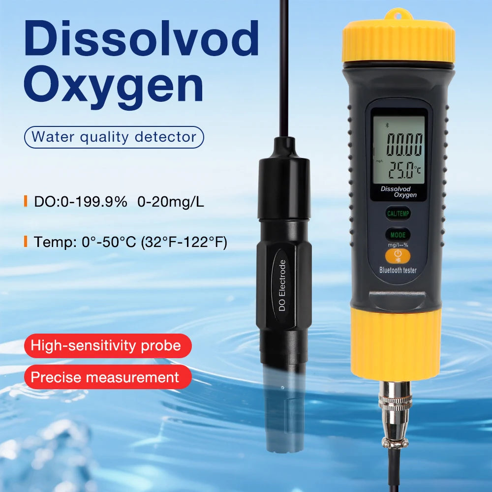 Bluetooth Digital Dissolved Oxygen Meter 0-20 mg/L DO Tester for Pool Hydroponics Aquaculture