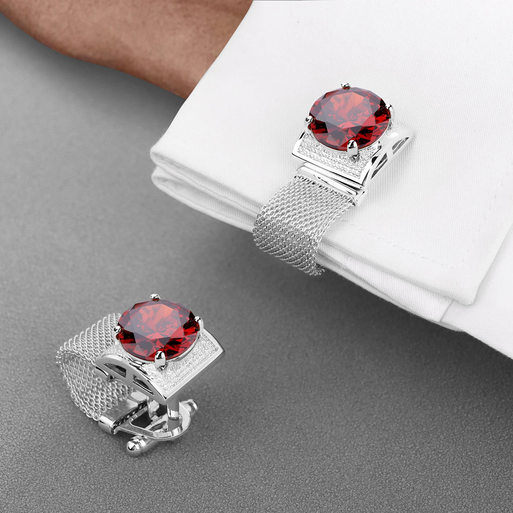 CowLost | clothing-accessories-hawson-mens-silver-birthstone-crystal-cufflinks-luxury |3