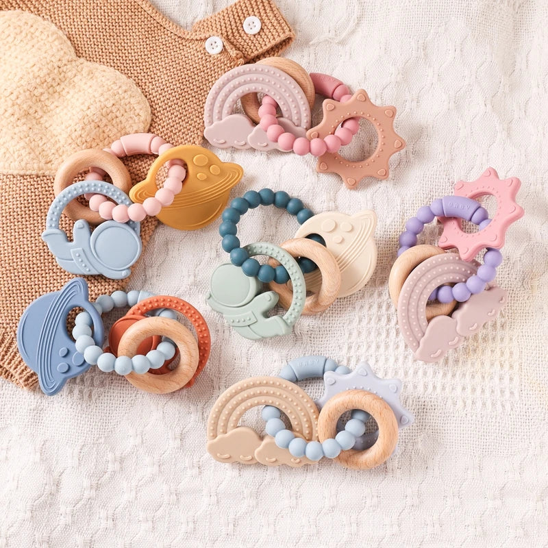 1pc Silicone Teether, Food Grade Baby 0-12 Toys