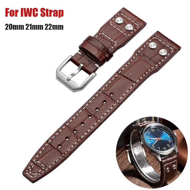 CowLost | product_id-waterproof-genuine-leather-watch-strap-for-iwc-pilot-20mm-22mm-replacement-band |1