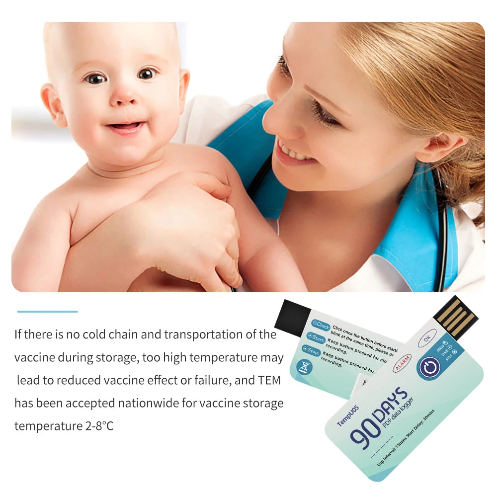 10PCS USB TempU05 Temperature Logger 60/90 Days Disposable PDF Report Cold-Chain Monitor
