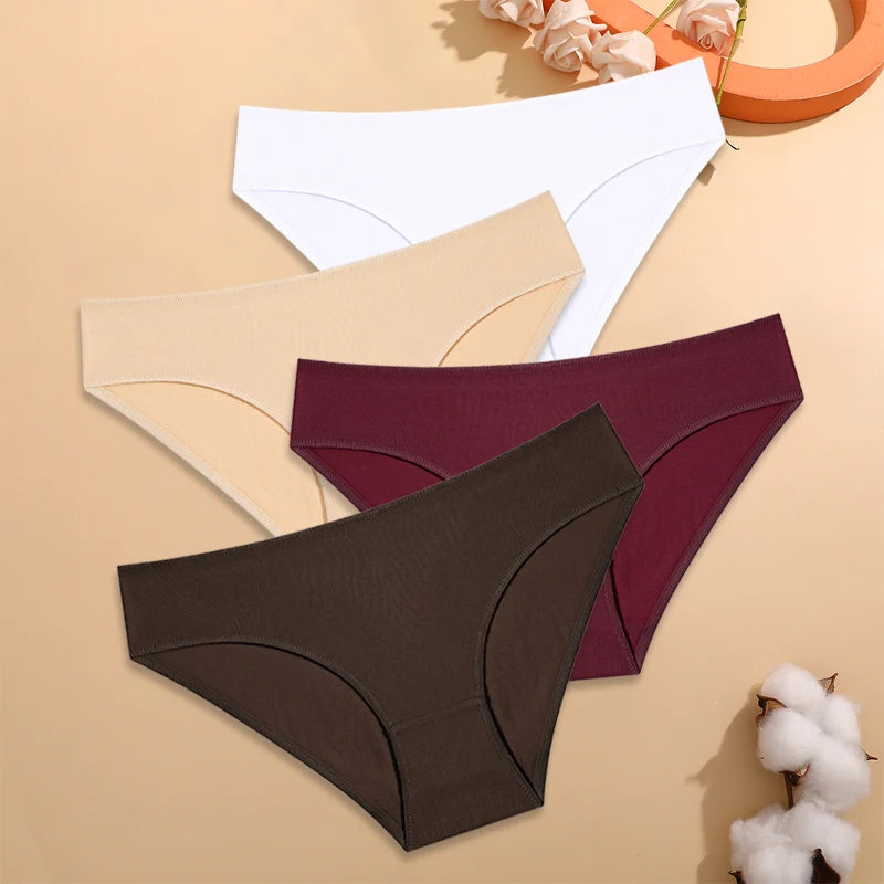 CowLost | activewear-pants-4pcs-womens-low-waist-cotton-seamless-stretchy-panties-set |25