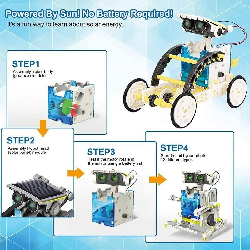 13-in-1 Solar Powered Robot Science Kit DIY Educational Building Blocks Toy for Kids