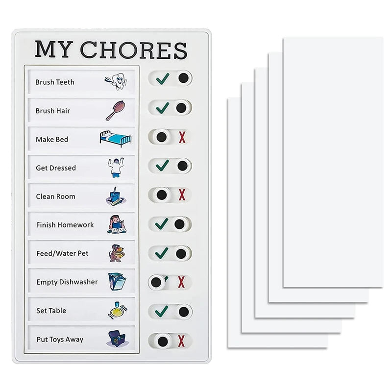 1 PC Kids Chore Chart with 5 Pcs Blank Card