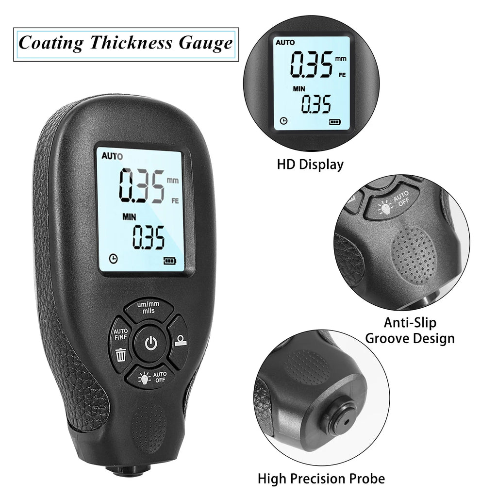 JUANJUAN Car Paint Coating Thickness Gauge 0-2000um LCD Display Manual Tester