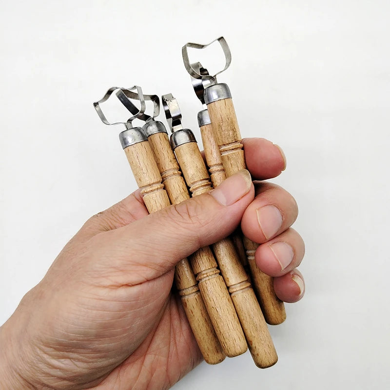 CowLost | 5pcs-pottery-scraper-tools-wood-handle-pottery-sculpting-tool-set-diy-clay-carving-shaping-kit-for-craftsmen-craft-supplies |5