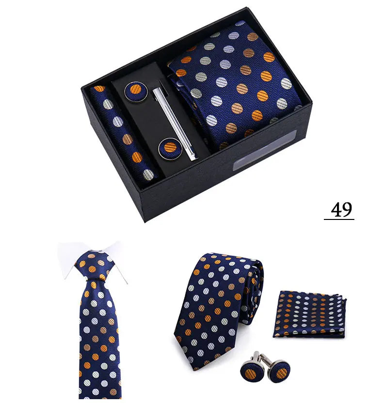 CowLost | tie-men-with-box-top-quality-business-ties-hanky-cufflink-set |27