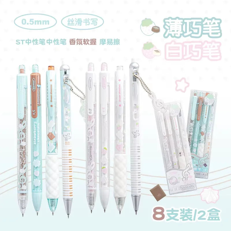 CowLost | product_id-2026-rosyposy-0-5mm-retractable-gel-pen-aesthetic-strawberry-music-notes-design-quick-dry-for-office-exam |22